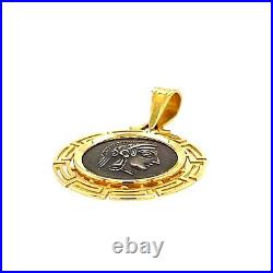 Goddess Athena Coin Pendant 14k Solid Gold And 925 Sterling Silver