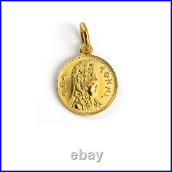 Goddess Athena Owl of Wisdom Pendant Solid 14K Gold Ancient Greek Coin