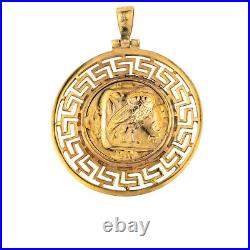 Goddess Athena and Wisdom Owl Pendant 14K Solid Gold Greek Handmade Jewelry