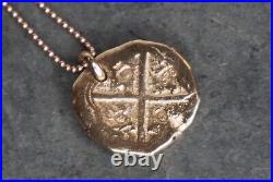 Gold Doubloon Pendant, Solid 9 Ct Rose Gold, Handmade By Clovis