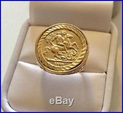 Good Gents Solid 9 Carat Gold 2000 Millenium 9CT Mens Coin Ring S 1/2