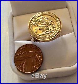 Good Gents Solid 9 Carat Gold 2000 Millenium 9CT Mens Coin Ring S 1/2