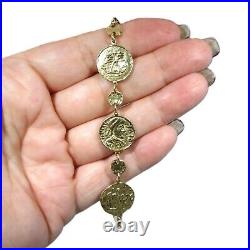 Gorgeous 14K Gold Italian Tagliamonte Coin Link Bracelet