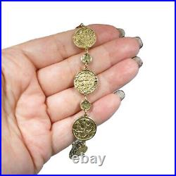 Gorgeous 14K Gold Italian Tagliamonte Coin Link Bracelet