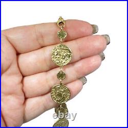 Gorgeous 14K Gold Italian Tagliamonte Coin Link Bracelet