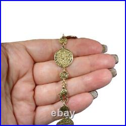 Gorgeous 14K Gold Italian Tagliamonte Coin Link Bracelet