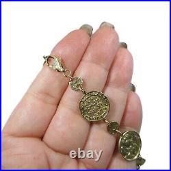 Gorgeous 14K Gold Italian Tagliamonte Coin Link Bracelet