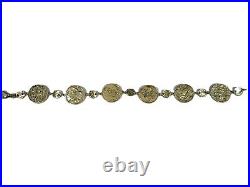 Gorgeous 14K Gold Italian Tagliamonte Coin Link Bracelet