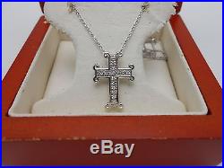 Gorgeous Designer ROBERTO COIN 18k Solid White Gold Diamond Cross Necklace NEW