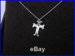 Gorgeous Designer ROBERTO COIN 18k Solid White Gold Diamond Cross Necklace NEW