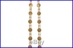 Gorgeous Dubai Handmade Coin Chain Necklace In Solid Hallmark 18K Yellow Gold