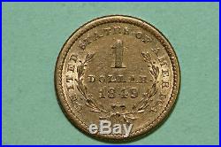 Grades Extra Fine 1849 Type 1 US $1.00 Liberty Head Gold Coin (GOLD637)