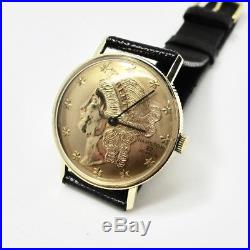 Hamilton Solid 14k Gold Coin Watch Manual Wind movement Mens