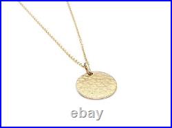 Hammered Disc Necklace in Solid Gold 9k, 14k, 18k Hammered Texture Coin Pendant