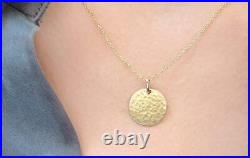 Hammered Disc Necklace in Solid Gold 9k, 14k, 18k Hammered Texture Coin Pendant