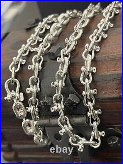 Handmade Solid 925 Sterling Silver Shackle Link Chain 24 Long 6.2mm