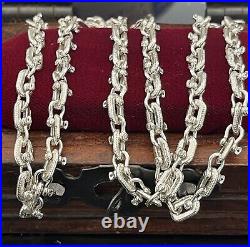 Handmade Solid 925 Sterling Silver Shackle Link Chain 24 Long 6.2mm