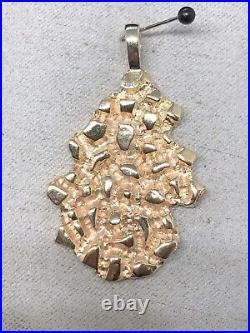 Heavy 14k Yellow Gold Solid Nugget Hammered Gold Pendant Charm 1.25 7.96g