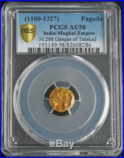 India, Western Ganga Dynasty (1080-1138AD) Gold Elephant Pagoda Coin. PCGS AU58