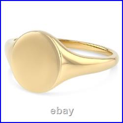 Ioka -14K Solid Real Gold Round Plain Polished Women's Signet Ring in sizes 4-9