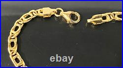 Italian 18K Solid Yellow Gold With Greek Coin Chain Bracelet 17cm Long