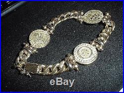 Italy- Designs 14K With 3 Venitian Coins Bracelet Solid Gold 28.6 g Heavy