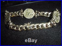 Italy- Designs 14K With 3 Venitian Coins Bracelet Solid Gold 28.6 g Heavy