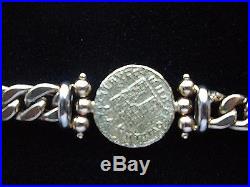 Italy- Designs 14K With 3 Venitian Coins Bracelet Solid Gold 28.6 g Heavy