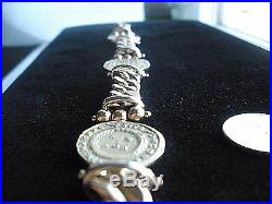 Italy- Designs 14K With 3 Venitian Coins Bracelet Solid Gold 28.6 g Heavy