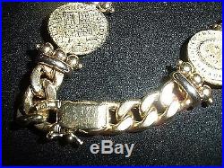 Italy- Designs 14K With 3 Venitian Coins Bracelet Solid Gold 28.6 g Heavy