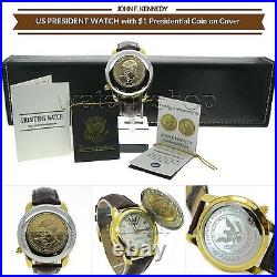 JF KENNEDY 1 Dollar Coin Watch US President Watch Authentic Coin with Date PW1