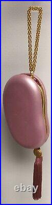 Jane Bolinger Vntg Pink Leather Evening Bag Gold Chain Wristlet W Tassle & Coin