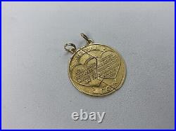 Jene 14k Solid Yellow Gold Friendship Mizpah Coin Pendant 4.6 Grams Two Pieces