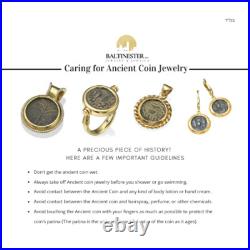 King Agrippa Coin Pendant Necklace in Solid 14k Yellow Gold Ancient Israel Coin