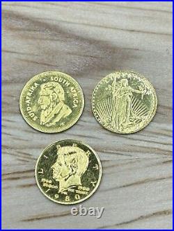 Krugerrand Saint Gaudens Kennedy Solid 22K Gold Miniature Columbia Mint (. 7g)