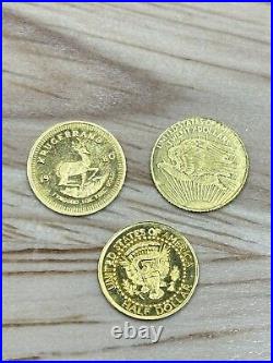 Krugerrand Saint Gaudens Kennedy Solid 22K Gold Miniature Columbia Mint (. 7g)