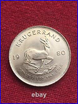 Kruggerand Rare 1980 South African 1oz Solid 22ct Yellow Gold Coin
