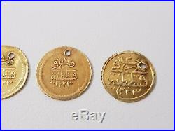LOT of 3pcs. SMALL OTTOMAN GOLD TURKISH TURKEY ISLAMIC COINS VERY RARE 2.15gram