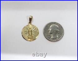 L@@K Shiny Solid 10K Yellow Gold Medallion Pendant Lady of Guadalupe St. Mary