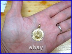 L@@K Solid 14K 3-Color GOLD 2-sided MEDALLION PENDANT Lady of Guadalupe & Jesus
