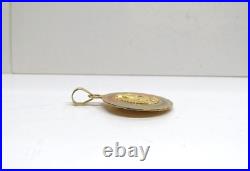 L@@K Solid 14K 3-Color GOLD 2-sided MEDALLION PENDANT Lady of Guadalupe & Jesus