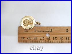 L@@K Solid 14K 3-Color GOLD 2-sided MEDALLION PENDANT Lady of Guadalupe & Jesus