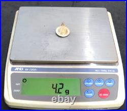 L@@K Solid 14K 3-Color GOLD 2-sided MEDALLION PENDANT Lady of Guadalupe & Jesus