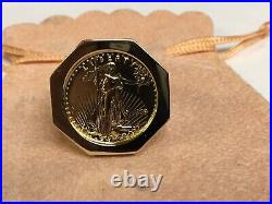 Lady Liberty Coin Engagement Wedding Band Solid 14k Yellow Gold Finish F/ Stud