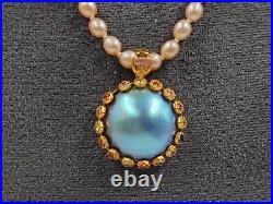 Large Mabe Pearl Stamped 18CT Solid Gold Metal Base & Clasp With Diamonds