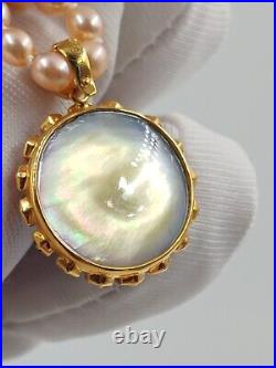 Large Mabe Pearl Stamped 18CT Solid Gold Metal Base & Clasp With Diamonds