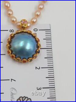 Large Mabe Pearl Stamped 18CT Solid Gold Metal Base & Clasp With Diamonds