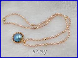 Large Mabe Pearl Stamped 18CT Solid Gold Metal Base & Clasp With Diamonds