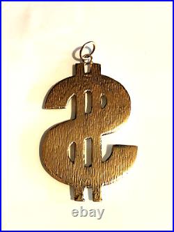 Large, Solid Gold Dollar $ Pendant 9ct Hallmarked gold Free Shipping #cV