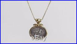 Leo Zodiac Pendant 14K Solid Gold & Sterling Silver Coin Lion Astrology Pendant